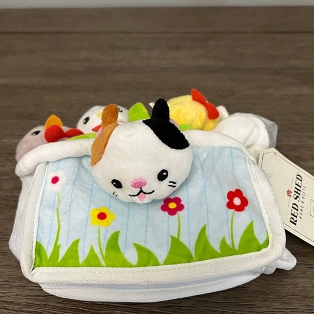 Red Shed Home & Gifts Farm Animal Plush‎ Barn Set Cat Sheep Chickens NWT